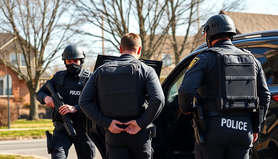 Immigration officers escorting a detainee during Georgia immigration raids.