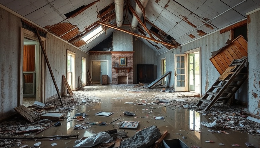 Severe flood damage interior highlights need for parametric flood insurance.