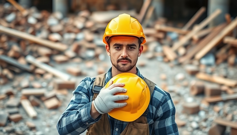 Construction worker with hard hat at debris site, Rethink Using Insurer’s Preferred Vendor