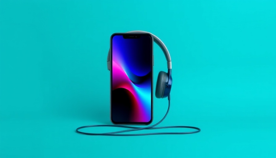 Banner ad with electronics against a teal background.