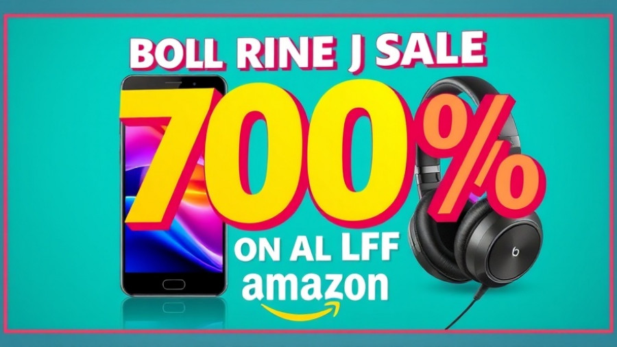 Promotional banner for Amazon discounts, showing a phone and headphones.