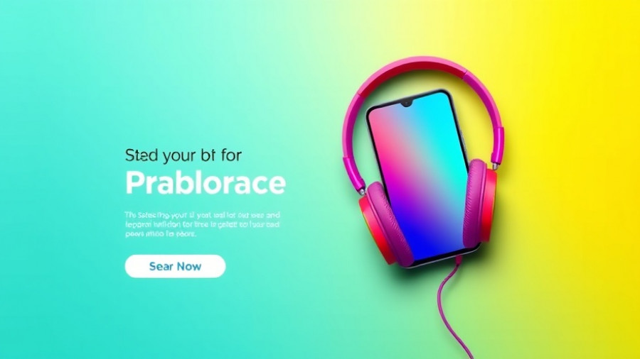 Smart Storage and Organization promotional banner with smartphone and headphones.