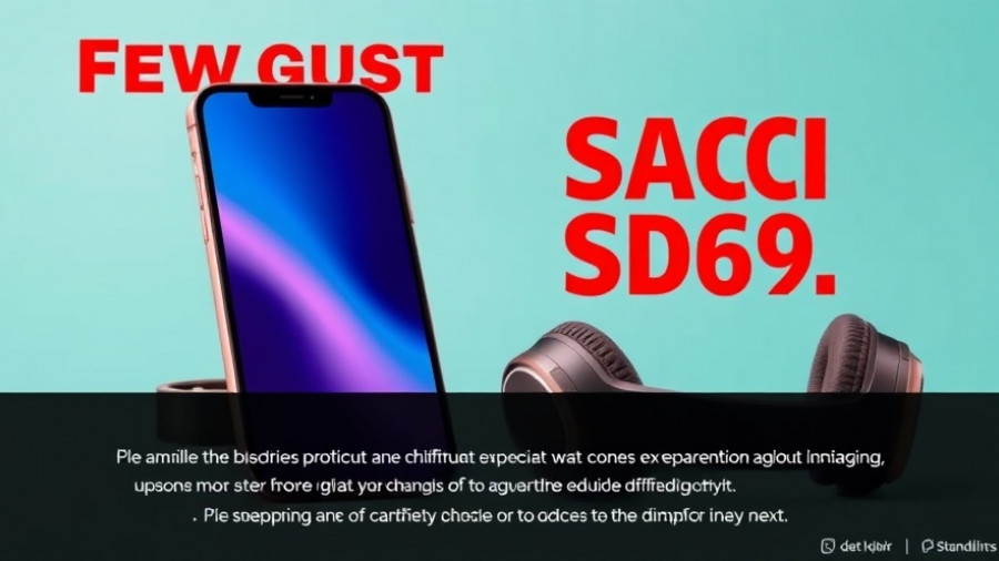 Advertisement banner with smartphone, headline text, and headphones.