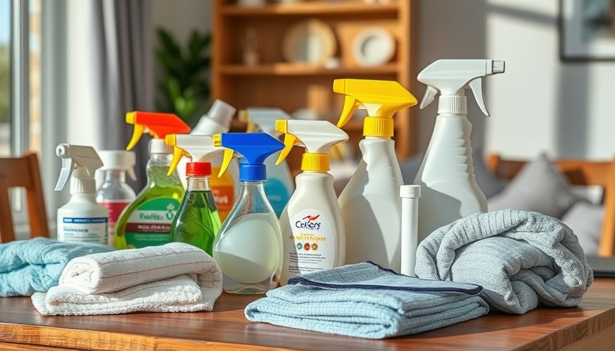 DIY Mold Removal Techniques, cleaning supplies on a table.
