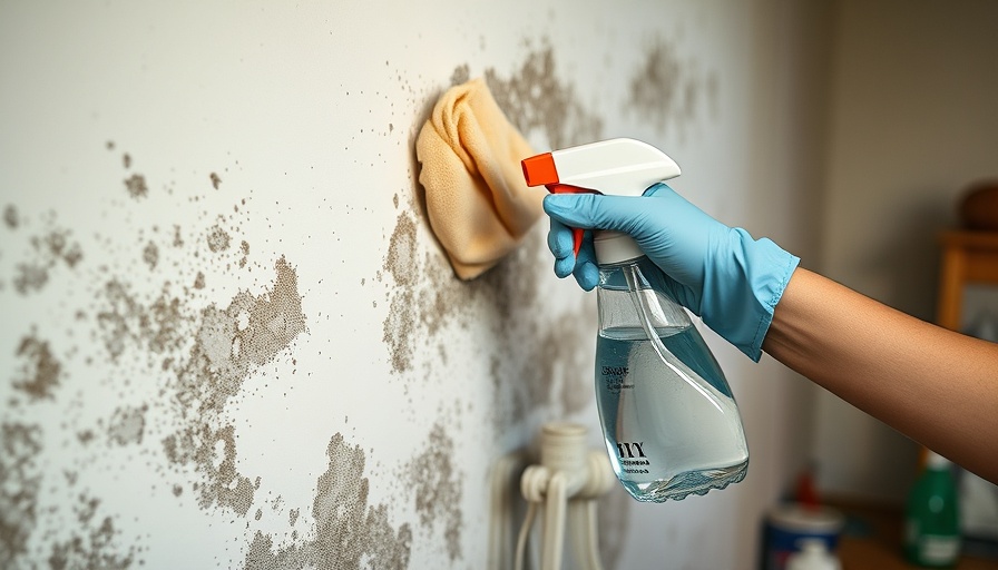 DIY mold removal techniques using spray bottle and cloth on wall.