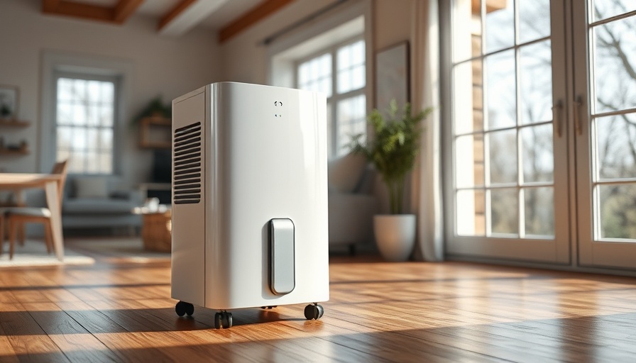 Modern dehumidifier in a cozy living room, ideal for Portland.