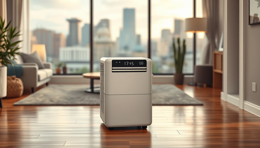 Dehumidifiers for Comfort in Portland, sleek modern device in a cozy room.