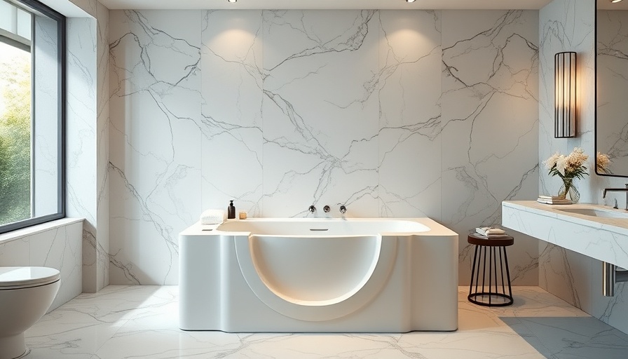 Modern walk-in tub in a luxurious bathroom, showcasing accessibility.