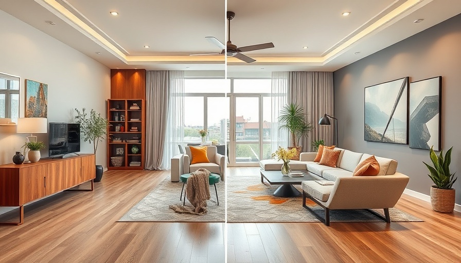 Room before and after renovation showcasing new modern decor.