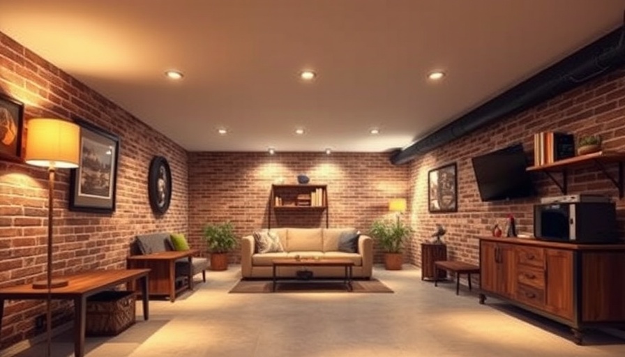 Cozy Brooklyn basement lighting options with exposed brick.