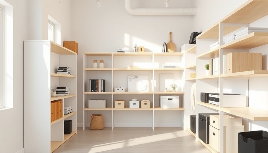 Organized storage space with minimalist shelves and smart design.