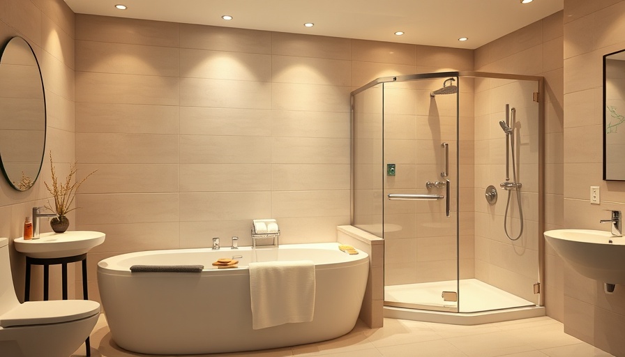 Accessibility at Home: Walk-in Tub vs. Roll-in Shower in a modern bathroom.