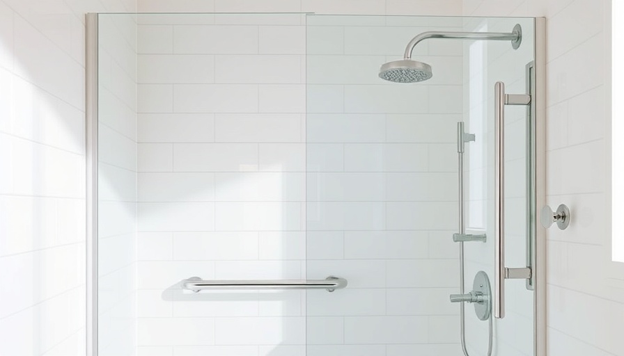 Modern bathroom with sleek grab bars for Toms River home.