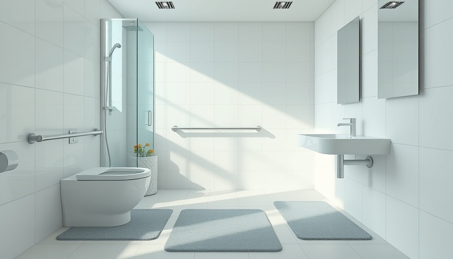 Modern bathroom with safety features like non-slip mats and bars