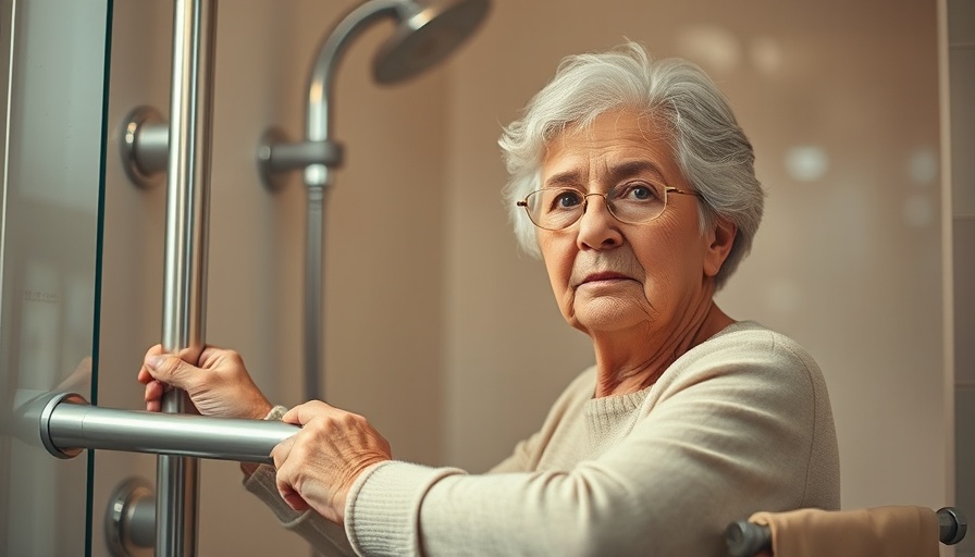 Elderly woman in Toms River using bathroom safety bars.