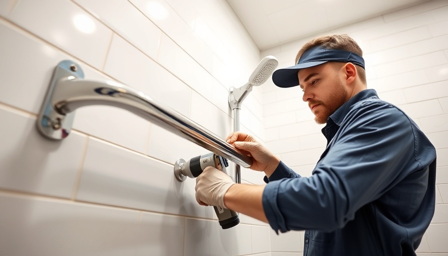 Expert installing grab bar in Toms River bathroom with precision