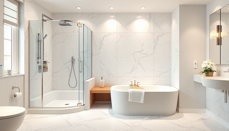 Modern walk-in tub and roll-in shower in a spacious, bright bathroom.