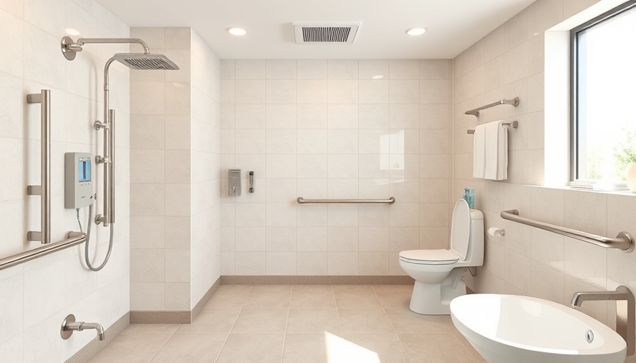Contemporary ADA bathroom installation in Toms River, featuring stainless steel grab bars and accessible fixtures.
