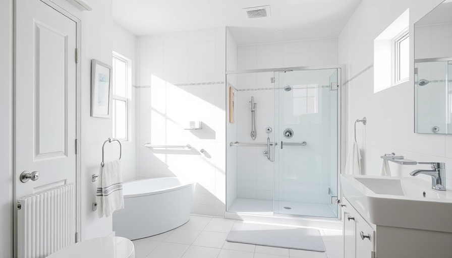 Safe modern bathroom with grab bars and non-slip mats for seniors and children
