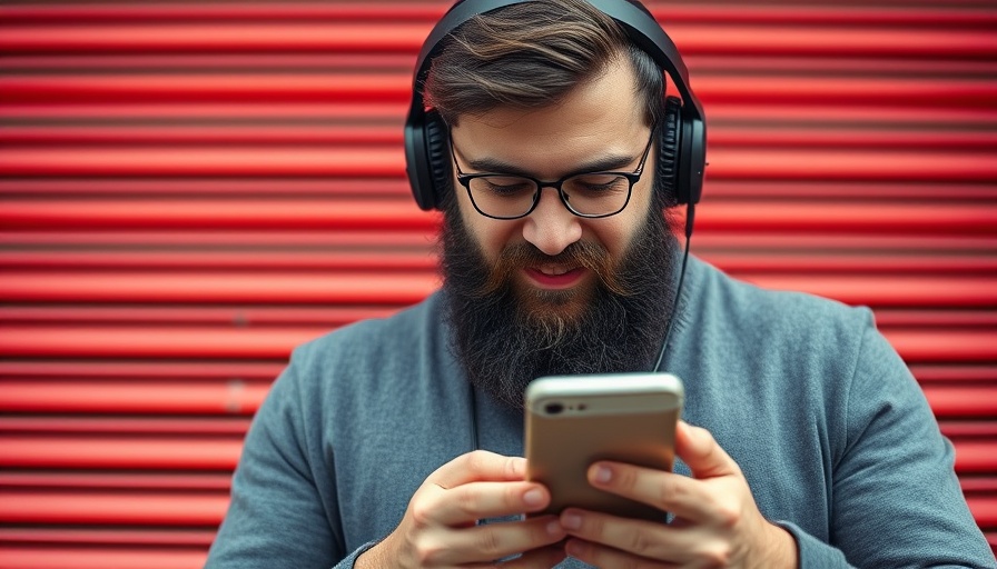 Man with beard and headphones standing by red door, Basement Rental License in Brooklyn