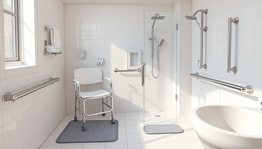 Modern bathroom with essential safety tools for caregivers.
