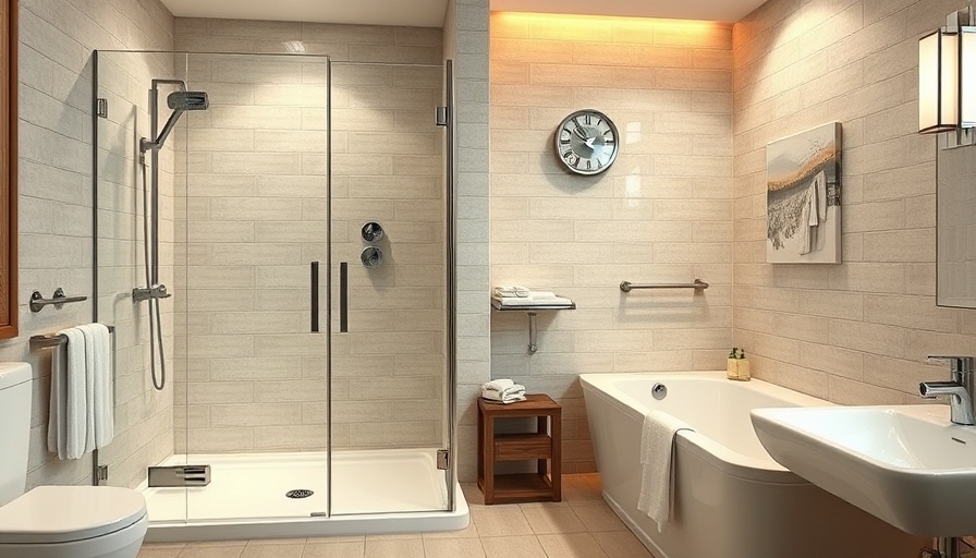Bathroom showcasing barrier-free shower vs. walk-in tub.