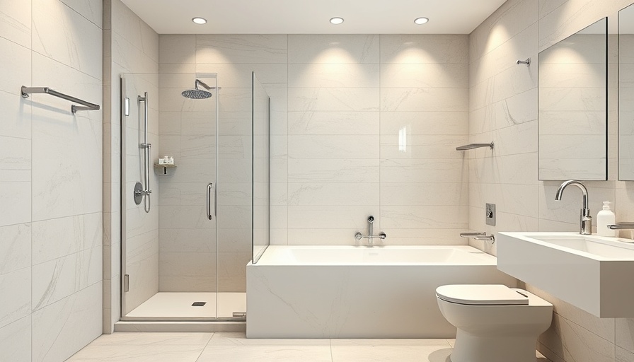 Modern barrier-free shower and walk-in tub in sleek bathroom.