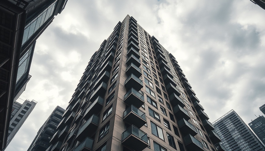Modern apartment building in Brooklyn with geometric balconies.