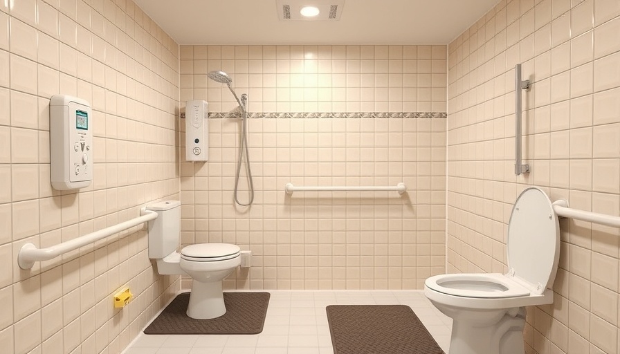 Safe bathroom design with grab bars and non-slip mats for seniors.