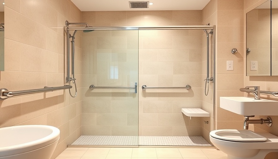 Modern senior-centric bathroom with safety features.