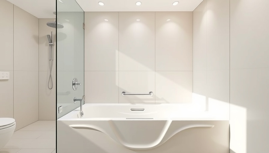 Modern walk-in tub with safety features in a contemporary bathroom.