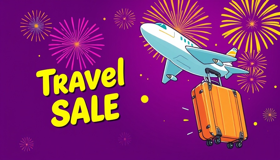 Colorful travel advert with airplane and suitcase for Europe offer.