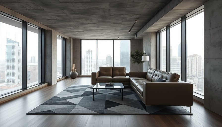 Open concept basement design in Brooklyn with modern decor and city view.