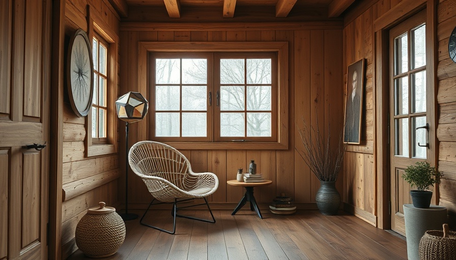 Cozy wooden interior with wicker chair for basement storage ideas.