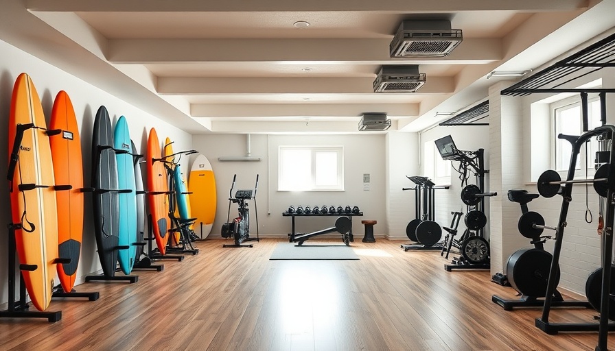 Well-organized basement gym in NYC home with mold-resistant paint.