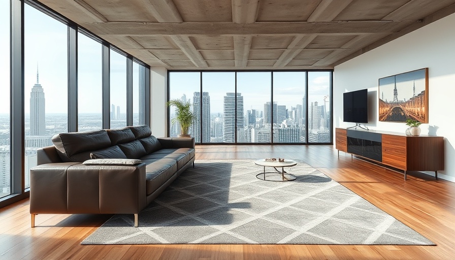 Energy-efficient remodels Brooklyn basements, stylish living room with city view.