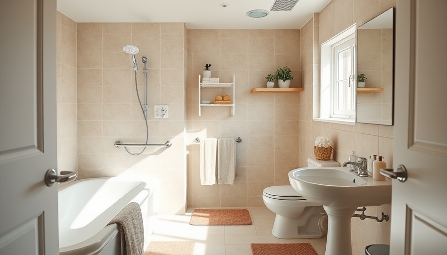 Bathroom with safety basics like grab bars and non-slip mats.