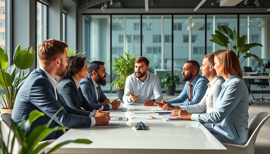 Professionals discussing effective communication strategies in an office.