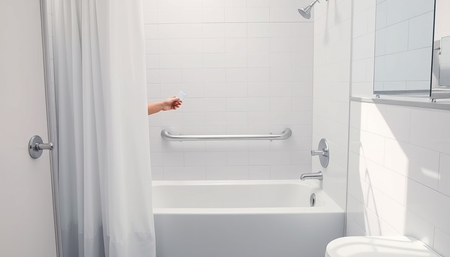 Modern bathroom safety basics with grab bars and non-slip mats.