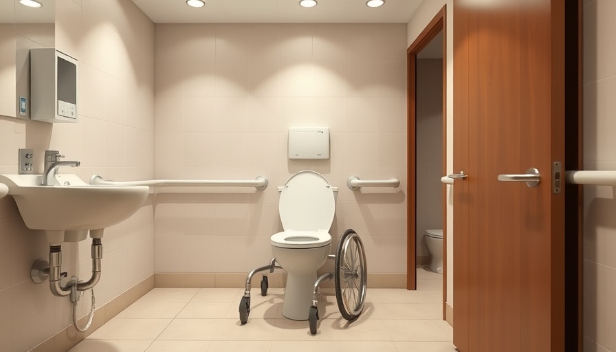 Modern wheelchair-accessible bathroom with support features.