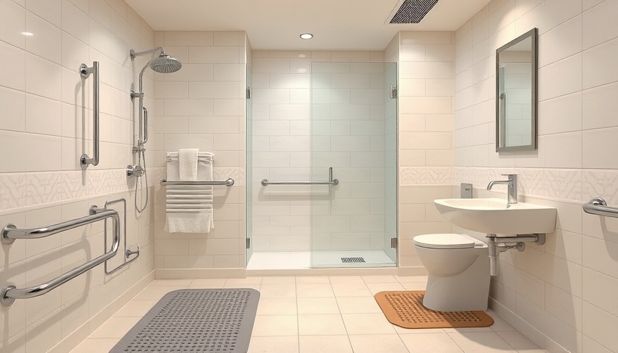 Modern bathroom showcasing safety features like handrails and non-slip mats, exemplifying bathroom safety basics.