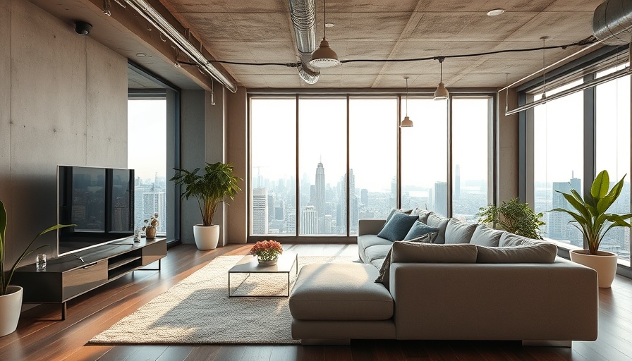 Modern recessed lighting in stylish Brooklyn basement living room.