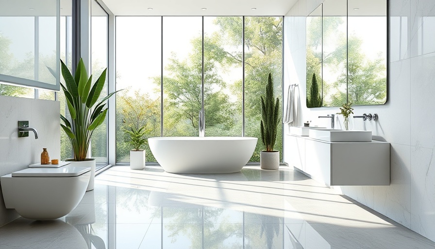 Modern bathroom with non-slip flooring for safety.