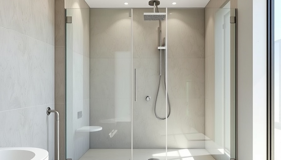 Modern budget-friendly walk-in shower in neutral bathroom setting.
