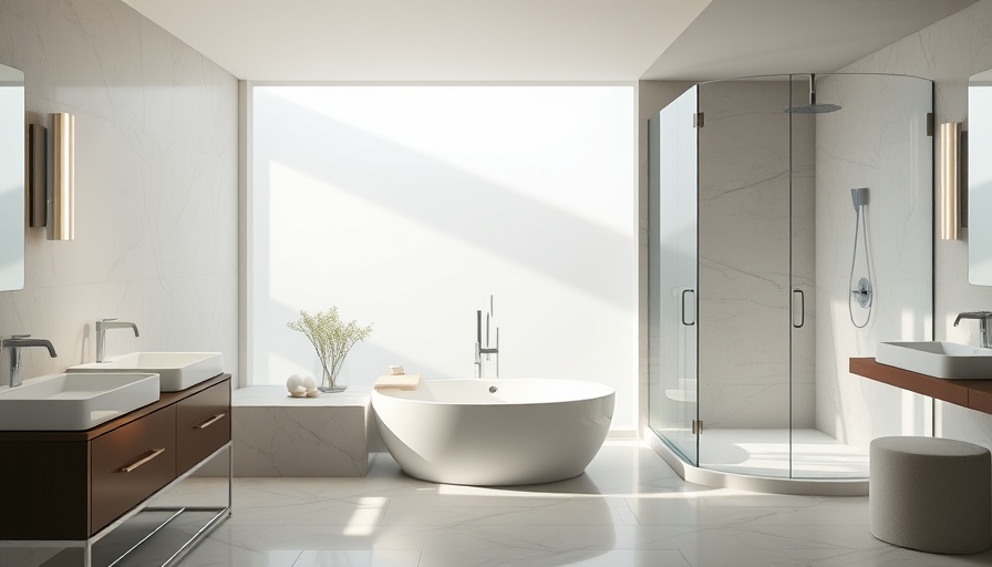 Comparison of walk-in tubs vs. showers in an elegant bathroom.