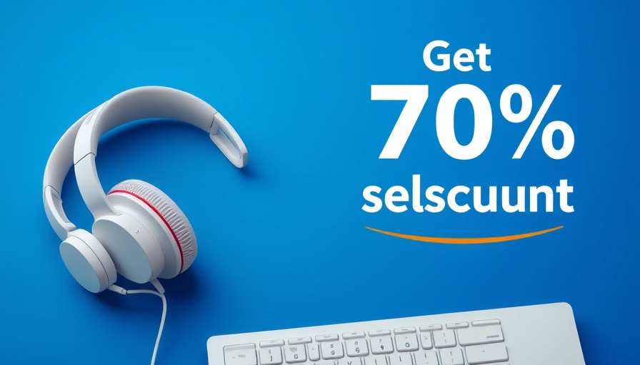 Modern ad banner displaying tech items with discount offer.