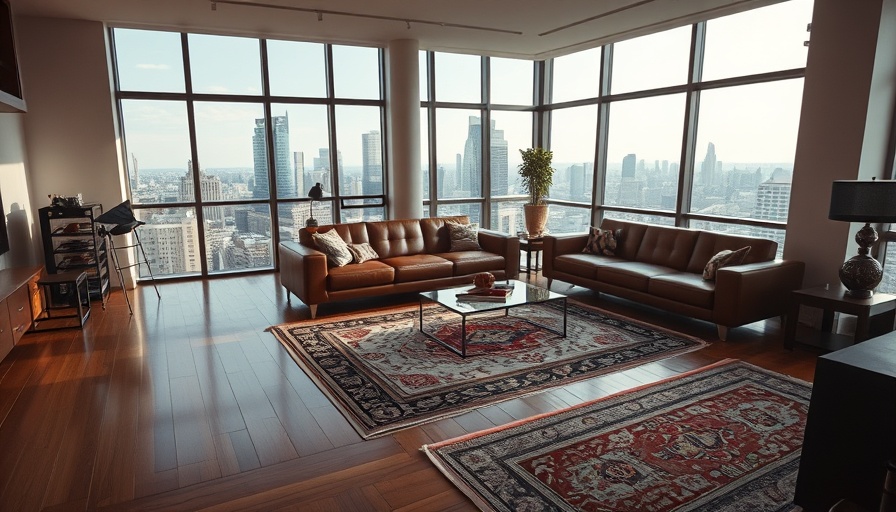 Legal and Zoning Considerations in a modern apartment with leather sofa and city view.