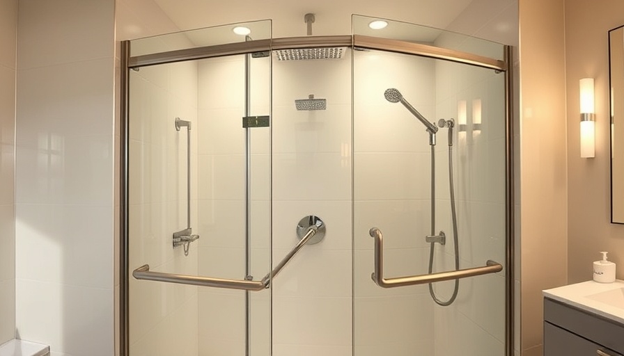 Modern walk-in shower safety solutions with grab bars.