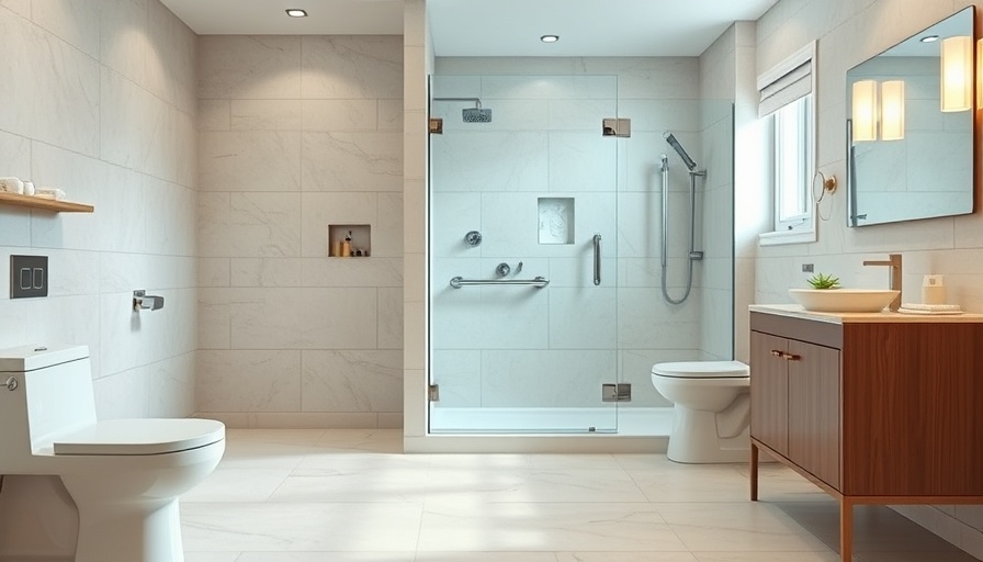 Modern senior-friendly bathroom with practical features.