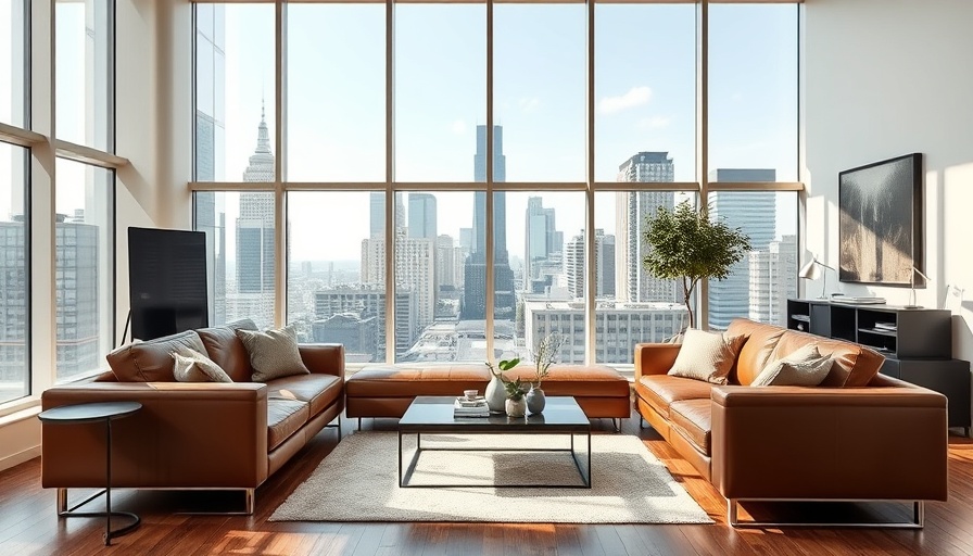 Brighten Your Brooklyn Basement: Modern living room with city view.